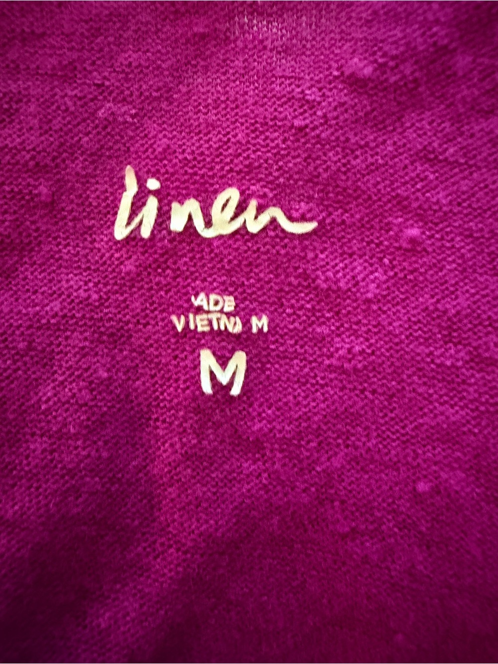 Linen V-Neck Tank Top - Magenta - Picture 3 of 4
